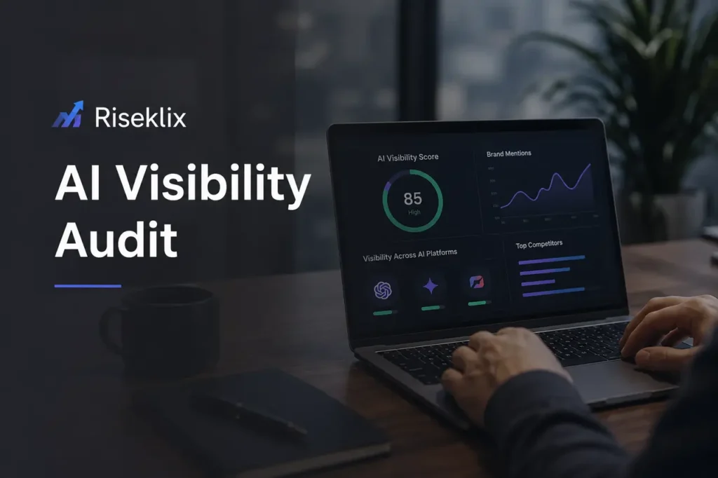 Riseklix AI Visibility Audit helping brands improve visibility in ChatGPT ads and generative search results