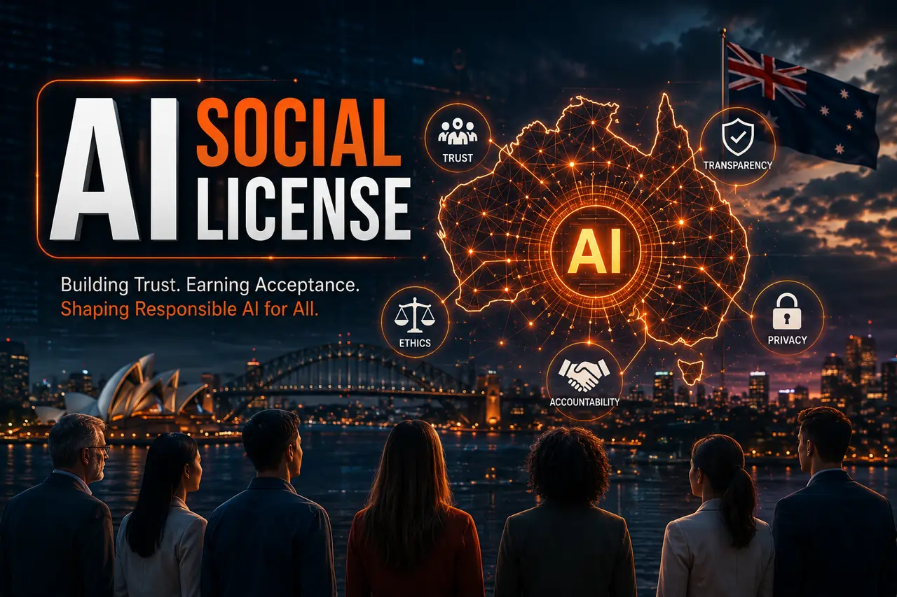 AI Social License featured image showing responsible AI, trust, transparency, ethics, and AI governance in Australia.